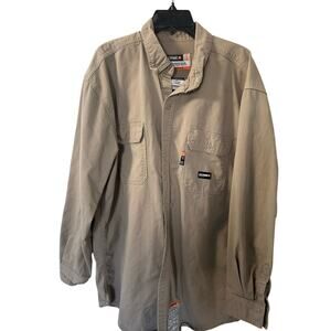 NWOT Berne Men's Flame-Resistant Tan Work Button-Down Shirt